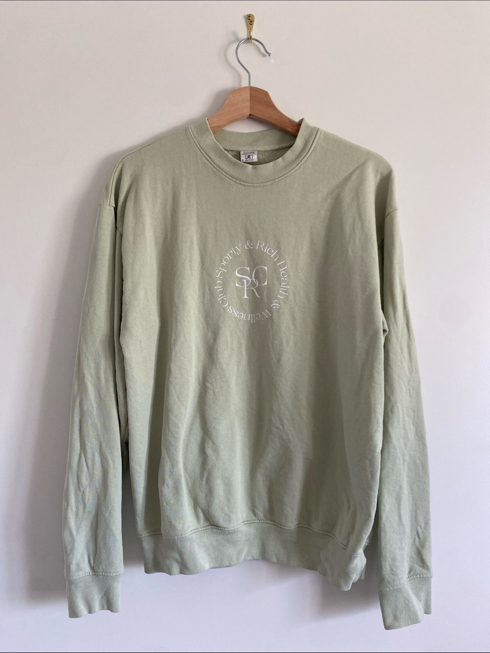 Sporty & Rich Wellness Club Sage Logo Crewneck Sweatshirt - Picture 2 of 8